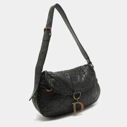 Dior Black Cannage Leather Flap Shoulder Bag