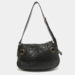 Dior Black Cannage Leather Flap Shoulder Bag