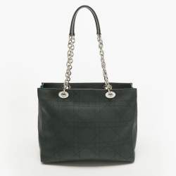 Pre Owned Dior Dark Green Cannage Leather Large Ultradior Tote