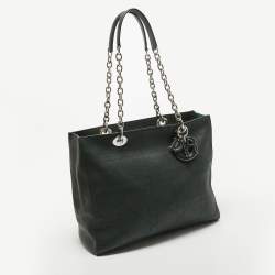 Pre Owned Dior Dark Green Cannage Leather Large Ultradior Tote