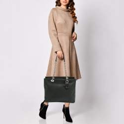 Pre Owned Dior Dark Green Cannage Leather Large Ultradior Tote