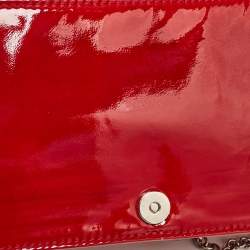 Pre Owned Dior Red Cannage Patent Leather Lady Dior Chain Clutch