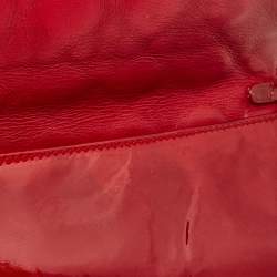 Pre Owned Dior Red Cannage Patent Leather Lady Dior Chain Clutch