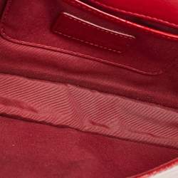 Pre Owned Dior Red Cannage Patent Leather Lady Dior Chain Clutch