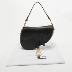 Pre Owned Dior Black Leather Saddle Bag