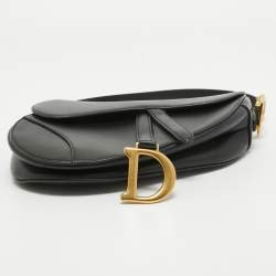 Pre Owned Dior Black Leather Saddle Bag