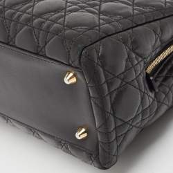 Pre Owned Dior Black Cannage Leather Soft Lady Dior Satchel