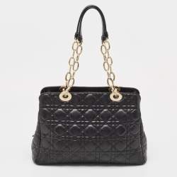 Pre Owned Dior Black Cannage Leather Soft Lady Dior Satchel