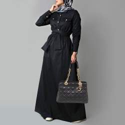 Pre Owned Dior Black Cannage Leather Soft Lady Dior Satchel