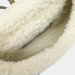 Christian Dior Grey/White Suede/Shearling Small Dior Bobby Bag