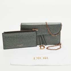 Dior Multicolor Printed Leather Saddle Wallet on Chain