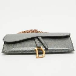 Dior Multicolor Printed Leather Saddle Wallet on Chain