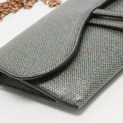 Dior Multicolor Printed Leather Saddle Wallet on Chain