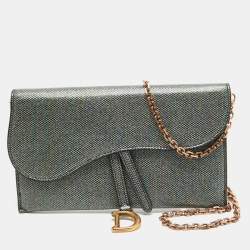 Dior Multicolor Printed Leather Saddle Wallet on Chain