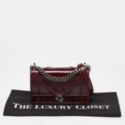 Pre Owned Dior Red Crackled Patent Leather Small Diorama Shoulder Bag