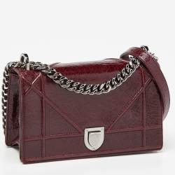 Dior Red Crackled Patent Leather Small Diorama Shoulder Bag