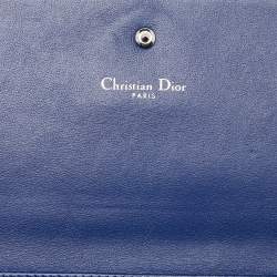 Pre Owned Dior Navy Blue Leather Diorama Wallet On Chain