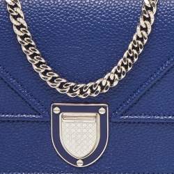 Pre Owned Dior Navy Blue Leather Diorama Wallet On Chain