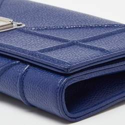 Pre Owned Dior Navy Blue Leather Diorama Wallet On Chain