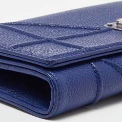 Pre Owned Dior Navy Blue Leather Diorama Wallet On Chain
