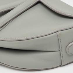 Pre Owned Dior Grey Ultramatte Leather Saddle Shoulder Bag