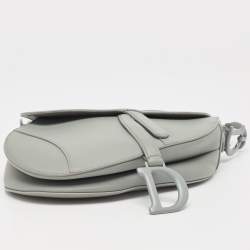 Pre Owned Dior Grey Ultramatte Leather Saddle Shoulder Bag