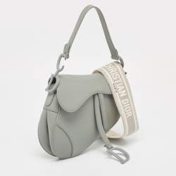 Pre Owned Dior Grey Ultramatte Leather Saddle Shoulder Bag