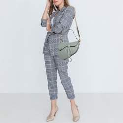 Pre Owned Dior Grey Ultramatte Leather Saddle Shoulder Bag