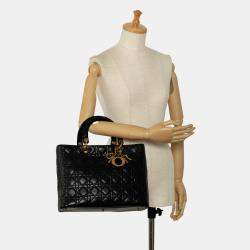 Dior Black Large Lambskin Cannage Lady Dior