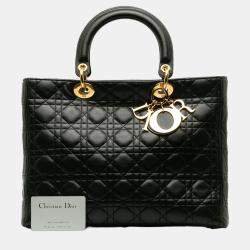 Dior Black Large Lambskin Cannage Lady Dior
