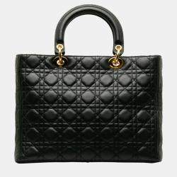 Dior Black Large Lambskin Cannage Lady Dior