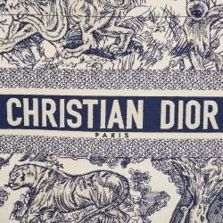 Pre Owned Dior Navy Blue/White Toile De Jouy Embroidery Canvas Medium Book Tote