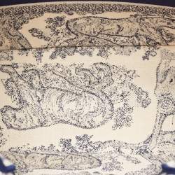 Pre Owned Dior Navy Blue/White Toile De Jouy Embroidery Canvas Medium Book Tote
