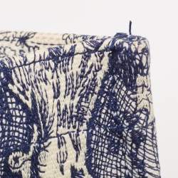 Pre Owned Dior Navy Blue/White Toile De Jouy Embroidery Canvas Medium Book Tote