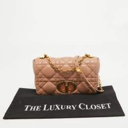 Pre Owned Dior Beige Cannage Leather Medium Caro Shoulder Bag