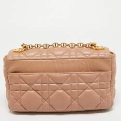 Pre Owned Dior Beige Cannage Leather Medium Caro Shoulder Bag