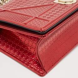 Pre Owned Dior Red Patent Leather Small Diorama Shoulder Bag