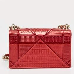 Pre Owned Dior Red Patent Leather Small Diorama Shoulder Bag