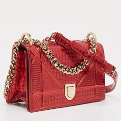 Dior Red Patent Leather Small Diorama Shoulder Bag