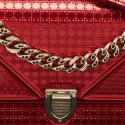 Pre Owned Dior Red Patent Leather Small Diorama Shoulder Bag