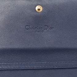 Pre Owned Dior Navy Blue Leather Studded Lady Dior Wallet on Chain