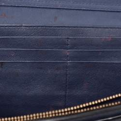Pre Owned Dior Navy Blue Leather Studded Lady Dior Wallet on Chain