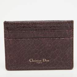 Pre Owned Dior Burgundy Crackled Patent Leather Diorama Card Holder 