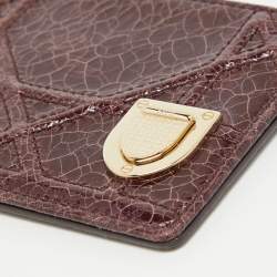 Pre Owned Dior Burgundy Crackled Patent Leather Diorama Card Holder 