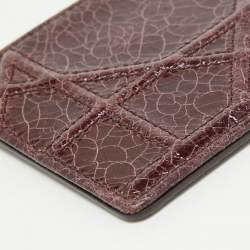 Pre Owned Dior Burgundy Crackled Patent Leather Diorama Card Holder 