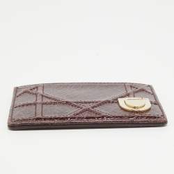 Pre Owned Dior Burgundy Crackled Patent Leather Diorama Card Holder 