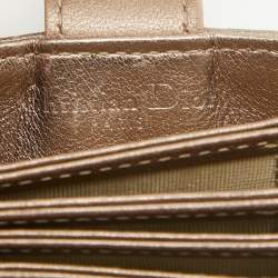 Pre Owned Dior Metallic Cannage Leather Lady Dior 5 Gusset Card Holder