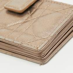 Pre Owned Dior Metallic Cannage Leather Lady Dior 5 Gusset Card Holder