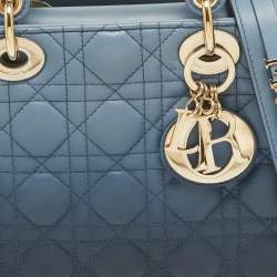 Pre Owned Dior Ombre Blue Cannage Leather Small My ABCDior Lady Dior Tote
