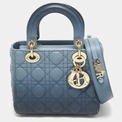 Pre Owned Dior Ombre Blue Cannage Leather Small My ABCDior Lady Dior Tote